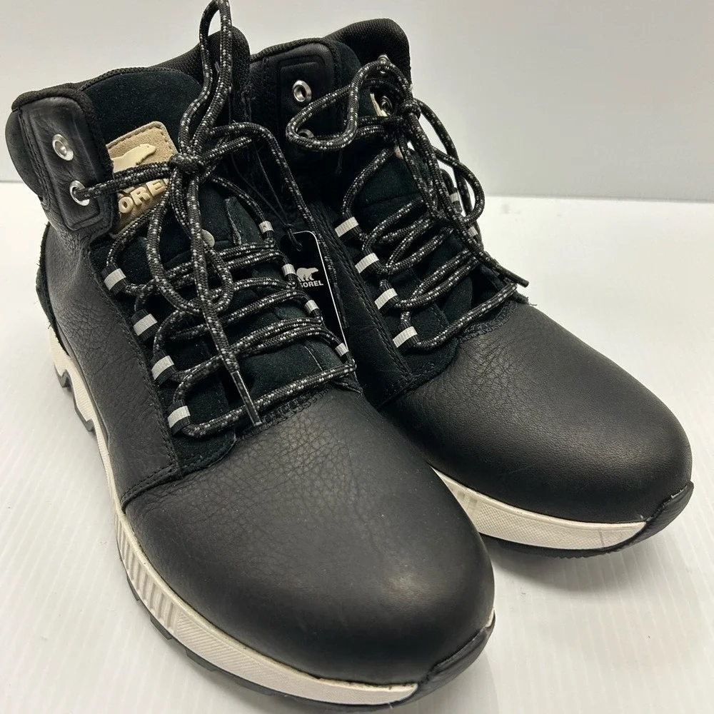 SOREL MAC HILL MID LEATHER WATERPROOF BLACK MEN'S SNEAKER SIZE 9 NWOT